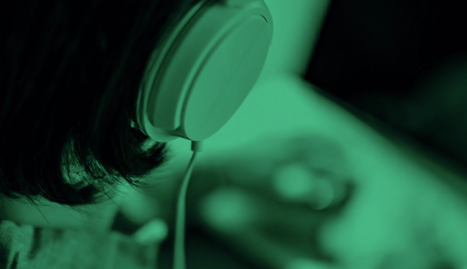 Person wearing headphones